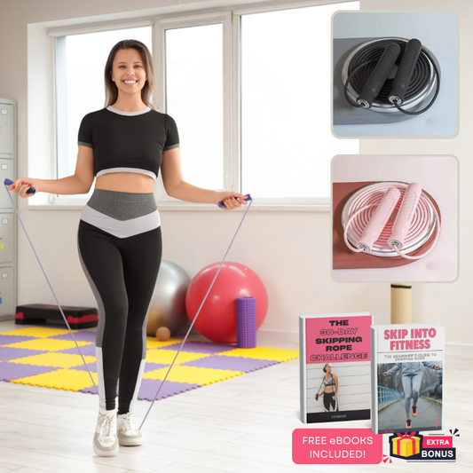 Woman using the NestFit fitness skipping rope for a home workout
